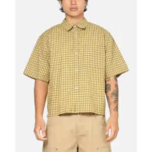 Carre Checkered Boxy Button Up Shirt Yellow Check