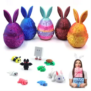 3D Printed Easter Eggs & Colorful Animals Figurines, Creative Home Decor, Perfect Gift for Christmas & New Year, Room Decoration