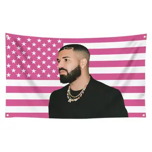 3x5 Ft Drake America Flags with Brass Grommets for College Dorm Room Decor, Pink Drake Flags with Vivid Color for Indoor Outdoor Decorations