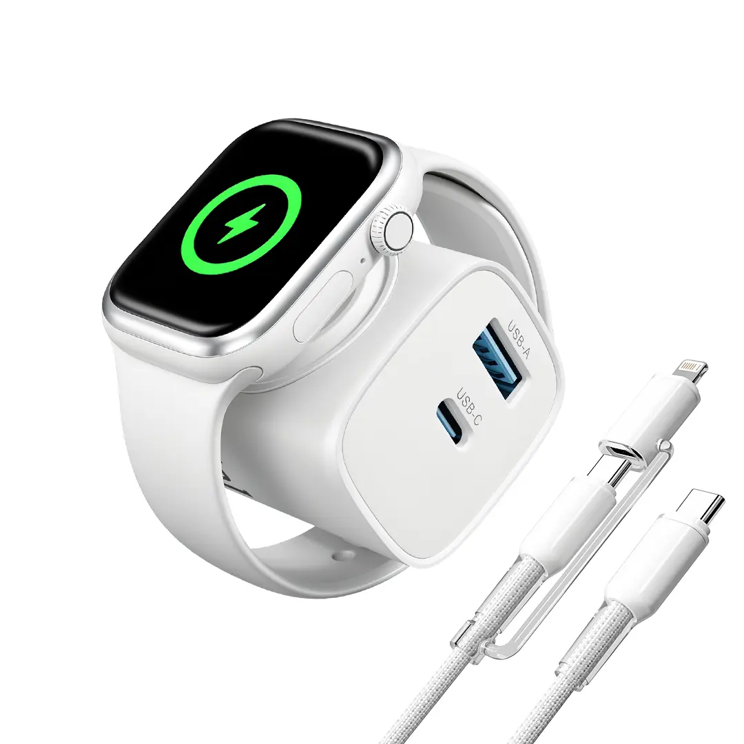OOI 3-in-1 Charging Block for Apple Watch, iPhone & AirPods, USB-C + USB-A Fast Charger Adapter, Apple Travel Essentials, Multiple Pack Options tiktokshopbacktoschool