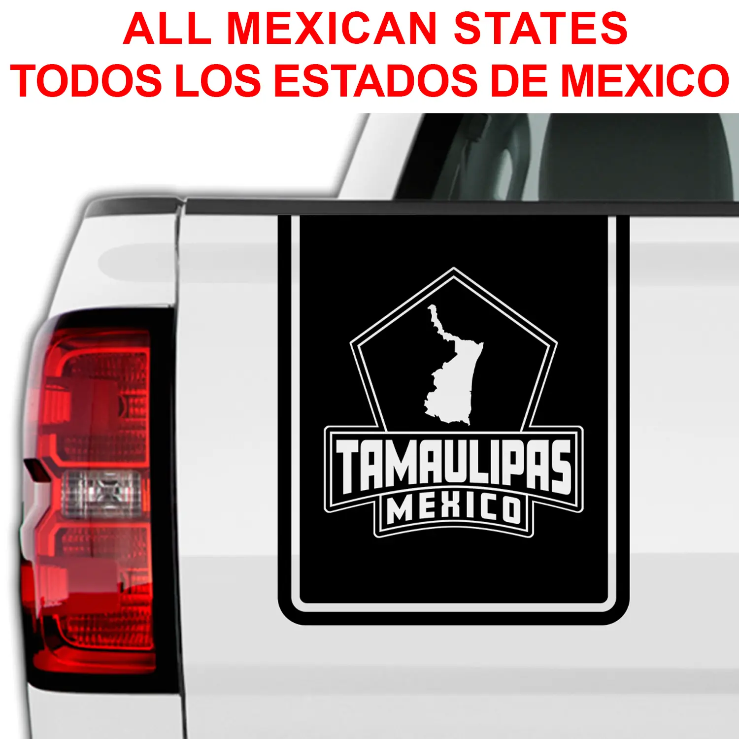 All Mexico States Truck Tailgate Decal Sticker para Trocas Calcomania para Autos Mexico Decals for Trucks Tailgate 13" x 11" Diseño Personalizado con Estados Mexicanos para Portón Trasero