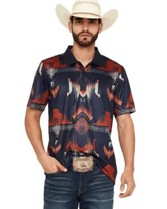 Rank 45 Men's 45&Reg; Hokey Southwestern Print Short Sleeve Button-Down Polo - Rmsu26k2-Bl