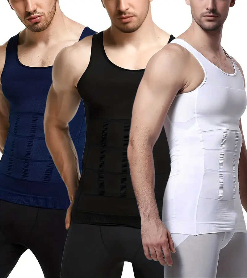Men's Compression Fit Tummy Control Sleeveless Shirts, Muscle Belly Shapewear  Seamless Gynecomastia Undershirt Top, Body Shaper Suit