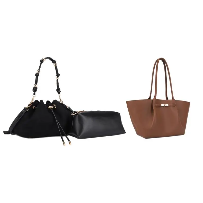 2 in 1 Bucket Bag with Inner Pouch Large Capacity Crossbody Purse Versatile Shoulder Handbag for Women Daily