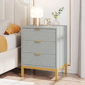 LITTLE TREE 3-Drawer Nightstand, 25.8" Tall Modern Bedside Table, Large Side End Table with Storage Drawers for Bedroom LITTLE TREE 3-Drawer Nightstand, 25.8" Tall Modern Bedside Table, Large Side End Table with Storage Drawers for Bedroom