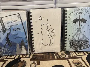 Reading Book Journals with 3 Cover Options Cat Fantasy and Hundreds of Books Track Your Yearly Reading Habits