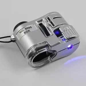 60X Handheld Magnifying Glass Mini Pocket Microscope Loupe Currency Detector Jeweler Magnifier With LED Light