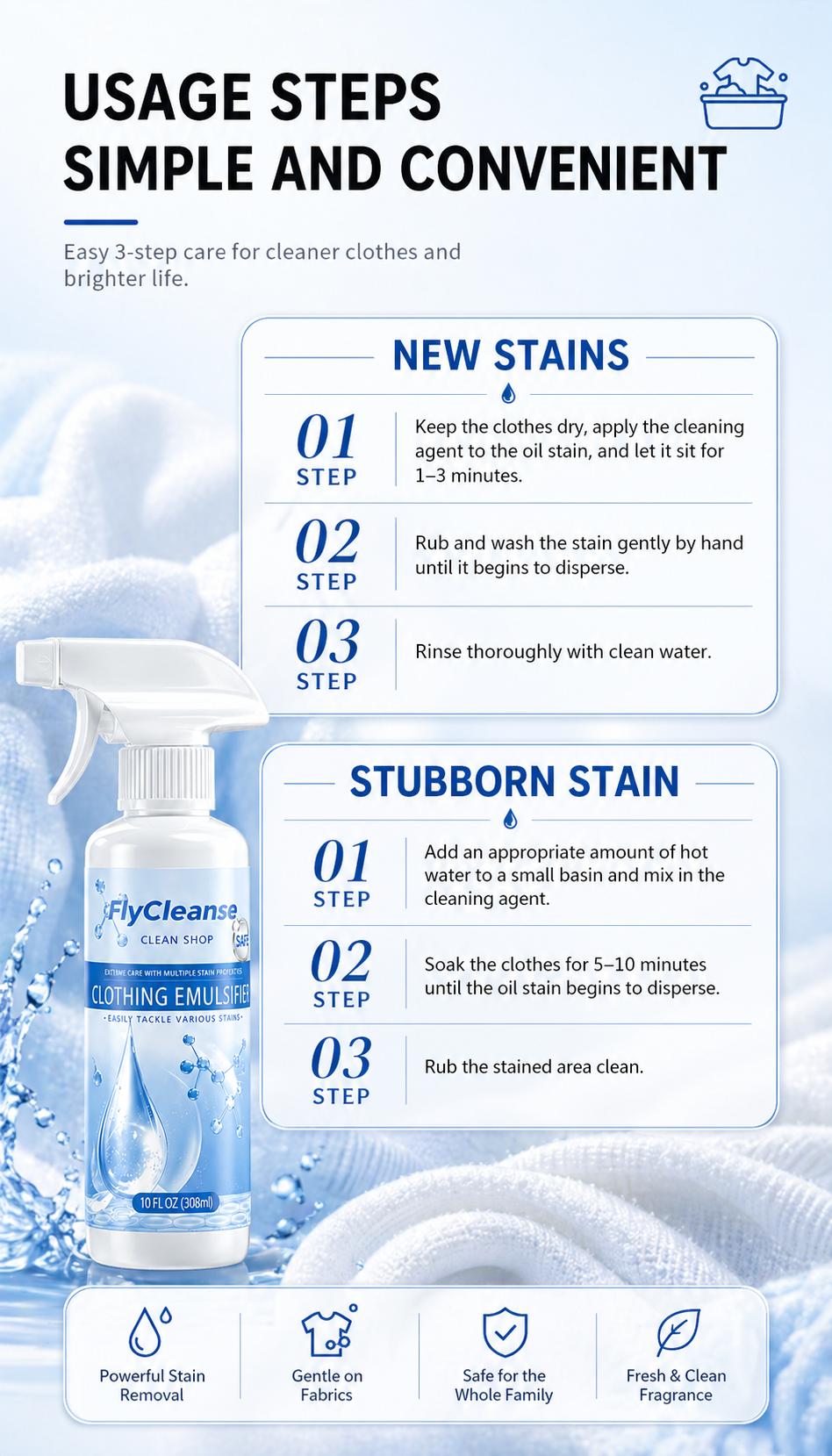 FlyCleanse Stain and Food Residue Cleaning Spray—An Essential for Home Cleaning and Care—Not for Dry Cleaning—Effective on food residue, grease, and coffee stains on clothing, underwear, and fabrics summervibes FlyCleanse Stain and Food Residue Cleaning Spray—An Essential for Home Cleaning and Care—Not for Dry Cleaning—Effective on food residue, grease, and coffee stains on clothing, underwear, and fabrics summervibes