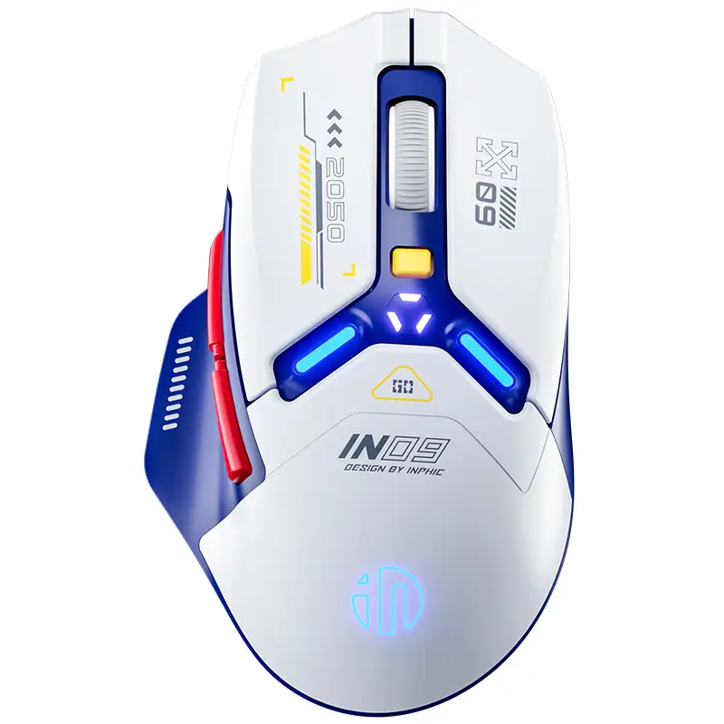 INPHIC IN9 Wireless Gaming Mouse, True Tri-Mode Bluetooth/Type-CWired/2.4G Wireless Mouse, 10000 DPl, Fully Programmable, RGB Backlit, Rechargeable Wi