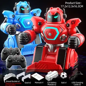 2-Piece Set Double Battle Boxing Fighting Competition, DIY, Soccer Competition, Remote Control Robot, Parent-Child Interactive Toy Robot Christmas Gift, Suitable for Ages 5 and Up
