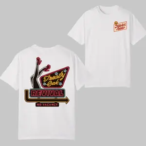 Oak Revival No Vacancy T-Shirt, Vintage Southern Rock Band Graphic Tee, Concert Outfit Top, Casual Summer Streetwear Apparel for Music Fans Menswear