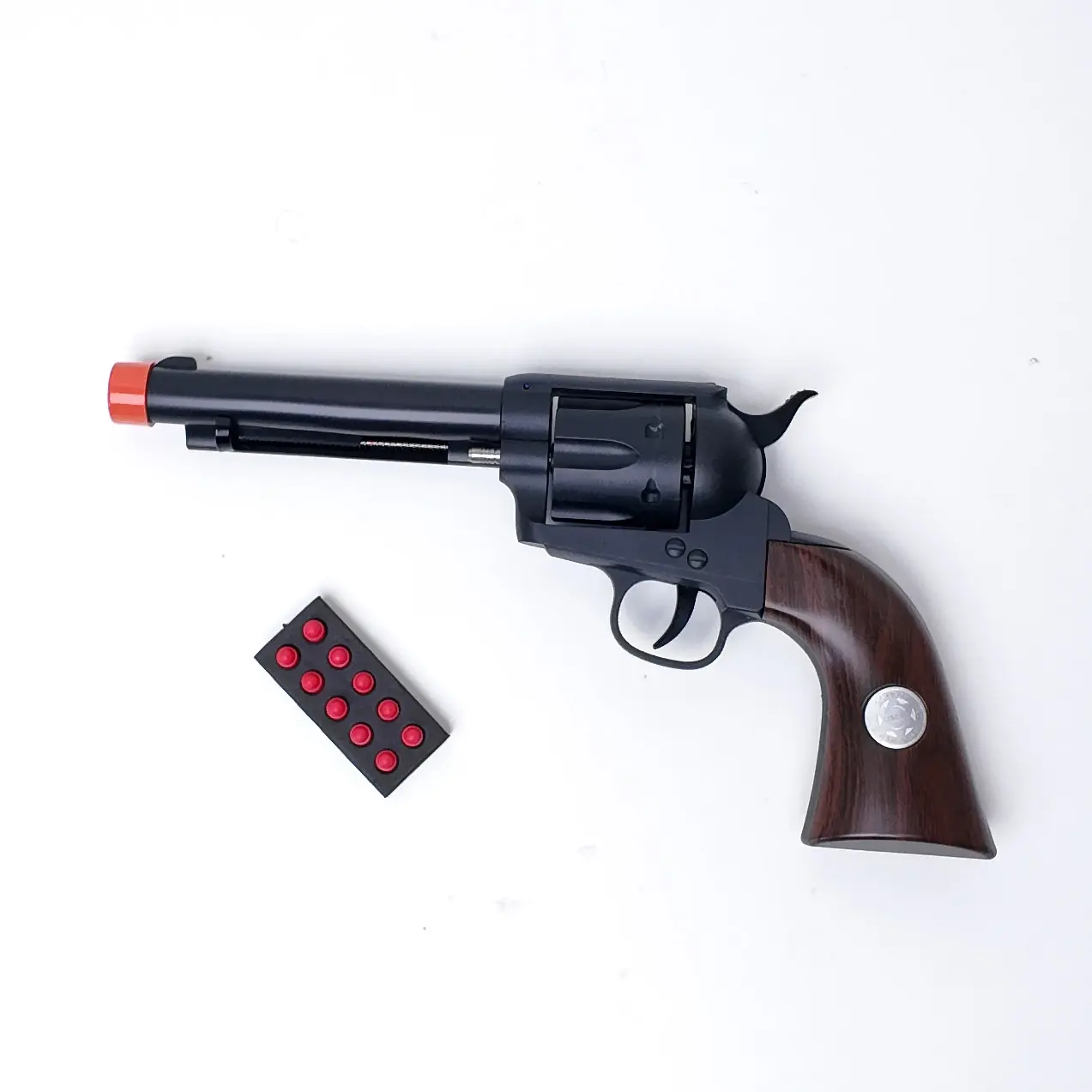 Authentic Cowboy Blaster Toy - 1:1 Old West Look, Nylon Lightweight Construction, 6-Round Single-Action, Includes 6 Shells, 10 EVA Foam Darts, Kids Safe Foam Darts Blasters & Toy Guns for Cowboy-Themed Play