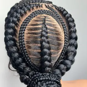 Cornrow braided rolled bun full lace glueless wig