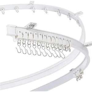 Curved Ceiling Curtain Track Bendable Mount for Curtain Rail Bunk Bed Bay Window Room Divider Flexible Straight (9.8 Feet/ 3 Meters, White)