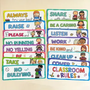 16 Classroom Rules Posters Set, Colorful Behavior Expectations Charts, Classroom Supplies, Classroom Decoration, Suitable for Preschool, Kindergarten, Elementary School