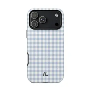 Boho Gingham Personalized Monogram Phone Case Initials iPhone, Minimal Custom Case, Aesthetic Gift for Her Personalized Initials iPhone Case Cellphone Protection