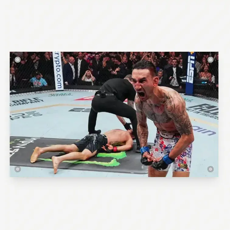 Max Holloway 300 Retro Print Lightweight UFC Inspired Fight Night Wall Flag, Combat Sports Banner for Bedroom Octagon Gym Decoration, Flags for Room Gift for MMA Fans