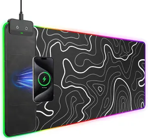 RGB Gaming  Pad, 31.5"x15.7" XXL Large Desk Mat, Desk Pad for Gamer, 9 Light Modes, Non-Slip Rubber Base, , Computer Keyboard Mat, Black