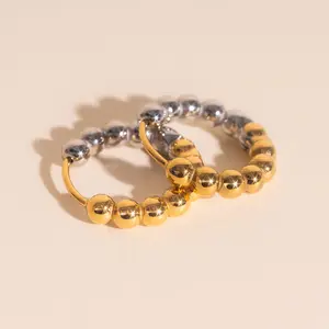 Ball Chunky Huggie Hoop Earrings