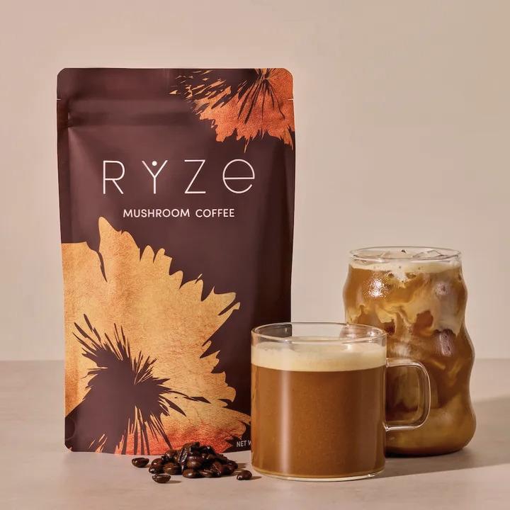 RYZE Mushroom Coffee USDA Organic with 6 Adaptogenic Mushrooms and MCT Oil