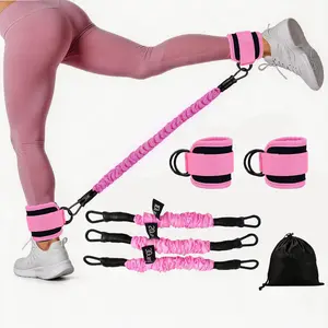 Ankle Resistance Band Set with 3 Levels 10lbs 20lbs 30lbs Adjustable Cuffs for Glute & Hip Training Home Gym Workout Bands for Women Men Stretching Gear