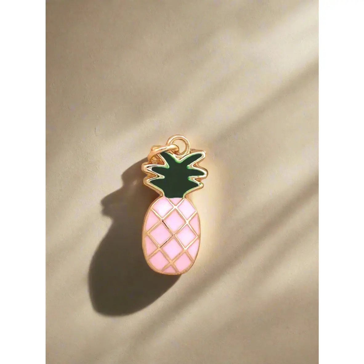 Pretty in Pink Pineapple Gold Enamel Charm