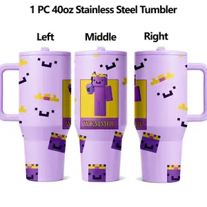1 Pc 40oz insulated mug, Insulated Drinkware, double wall stainless steel vacuum cup, keeps cold 12h, leak proof lid with handle, large capacity tumbler, pixel style design, for hot cold drinks, travel office daily use, gift for women men holiday