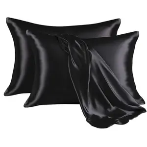 2Pcs Satin Silk Pillowcase – Solid Color Satin Pillow Cover for Daily Use
