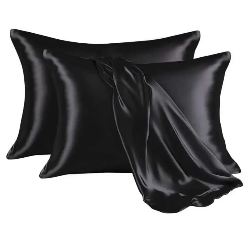 2Pcs Satin Silk Pillowcase – Solid Color Satin Pillow Cover for Daily Use Silky Satin Bedding Bed Linens