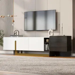 Bellemave VIBE HAUS 66.7'' Light Luxury TV Stand for TVs up to 70 Inches Modern TV Cabinet with Metal Legs 1 Drawer 2 Cabinets Adjustable Shelves for Living Room Elegant Functional Design