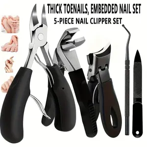 Nail Care Kit for Toenails and Thick Nails, Scissors Set with Nail File, Cuticle Clippers, Nail Nippers, Beauty Tools, Unisex Classic Handle, Nail Supplies Equipment