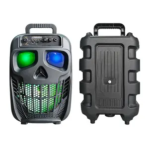 Skull Wireless Portable Speaker Bluetooth-Compatible 5.0 with 1 Microphones Karaoke PA System Rechargeable Outdoor Speaker Supports USB TF Card AUX for Halloween Christmas Home Party Birthday Gifts