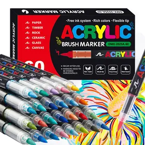 Acrylic Paint Pens Markers Set,Brush Tip Paint Markers For Rock Painting Wood Canvas Stone,Christmas Gift DIY Crafts Customizing my shoes/Customizing phone case, Art Drawing Supplies