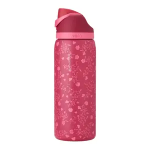 Valentine Water Bottle 32oz with Floral Pattern and Pink Heart Accents for Everyday Use - Pink Design, Daily Use Bottle