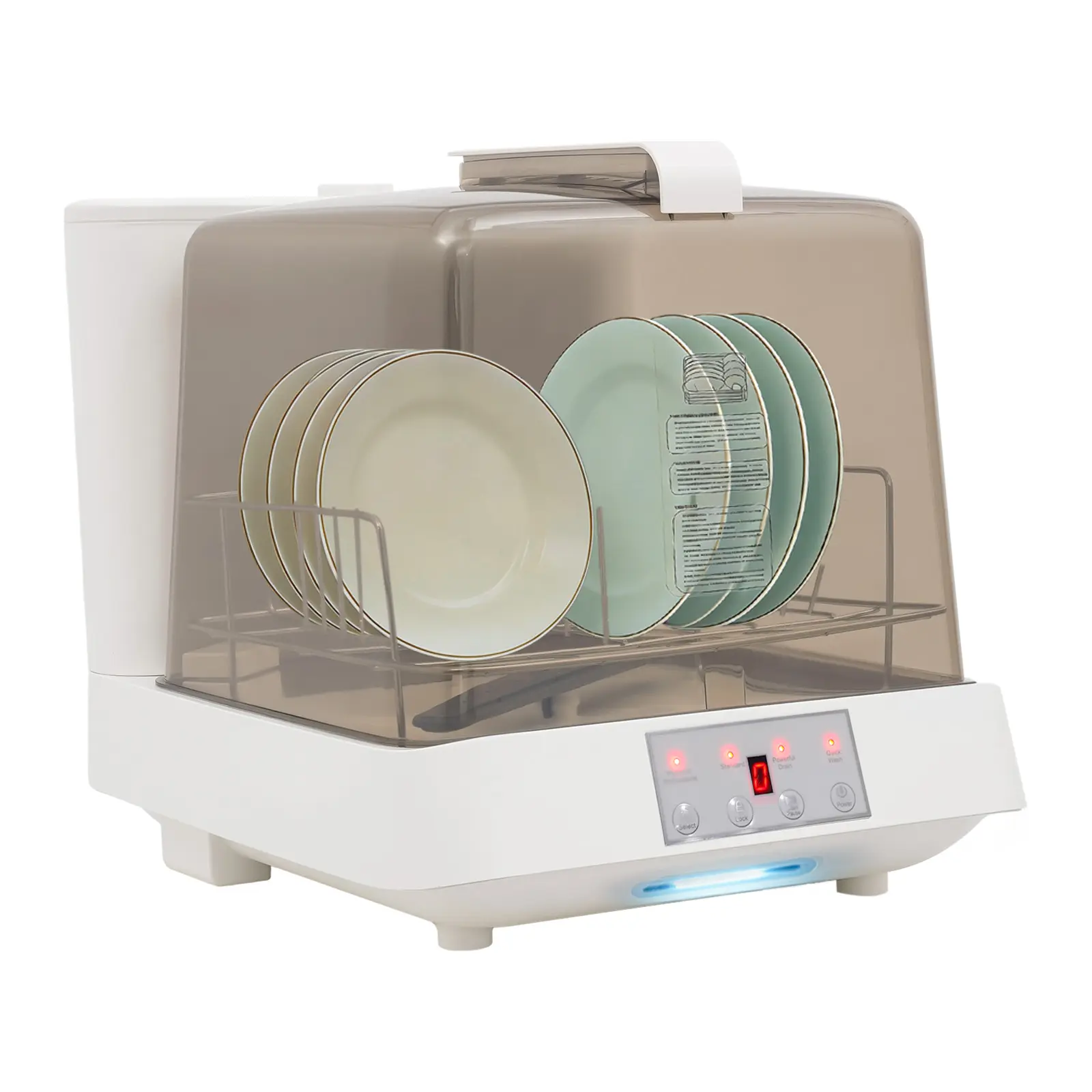 Compact PP Countertop Dishwasher - 110V, 800W, 360° Spray - Portable for Apartments, Campers Small Space Kitchen Use