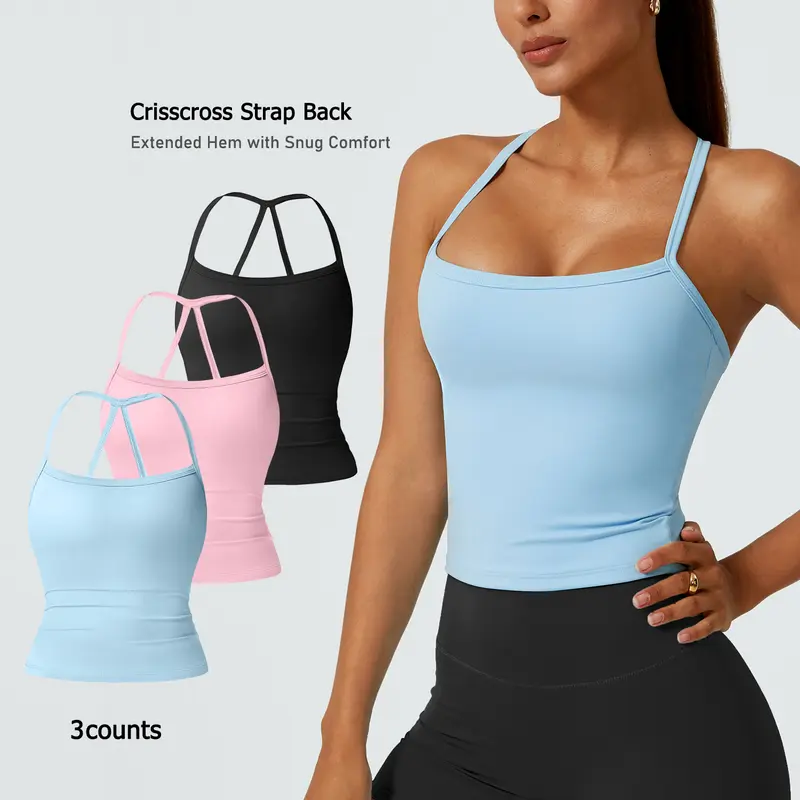 TIMEOFF Female Stretchy Strappy Backless Fitted Crop Tank Top - Athletic Tank, Workout Style Fashion, Casual Activewear for Yoga, Gym, Active Lifestyles