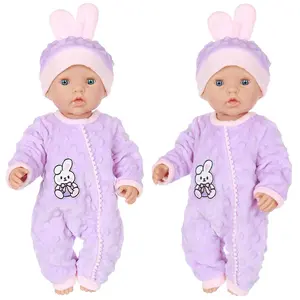 Cute Doll Clothes Set, 2 Counts/set Long Sleeve Jumpsuit & Hat Set, Fashionable Doll Accessories for 16-18 Inch Doll