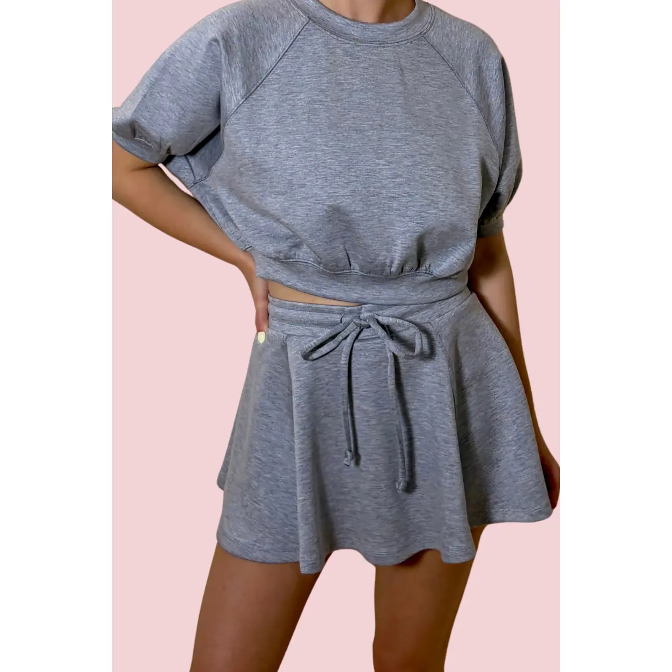 Soft Motion Grey Short Sleeve Cropped Sweatshirt