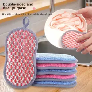 6 Pcs Non-Stick Oil Sponge Cloth, Dual-Sided Strong Cleaning Scouring Pad, Kitchen Dishwashing Essential, Durable & Efficient