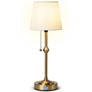 Cordless LED Table Lamp with Dimmer, Built-in Rechargeable Battery, 3-Level Brightness, Patio Table Lamp, Bedside Night Lamp, Ambient Light for Restaurant, Antique Brass
