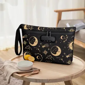 Creative pattern style Storage Bag with Combination Lock, 1 Count Portable LargeCapacity Zipper Pouches, Storage Bag for Home &