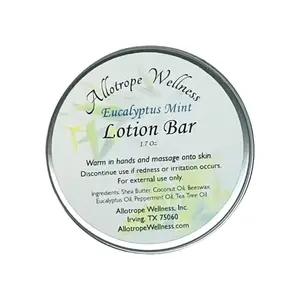 Eucalyptus Mint Shea Butter Body Lotion Bar, All Natural Ingredients, Solid Body Butter Body Care Coconut Oil, Shea Butter, Eucalyptus, Peppermint, Tea Tree Oil  Scented Blend Moisturize Moisturizers