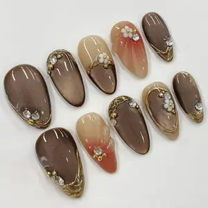 Elegant Cat Eye Nail Art Set, 30pcs Detachable European Style Nails, Fashionable Trendy Design, Single Item Pack