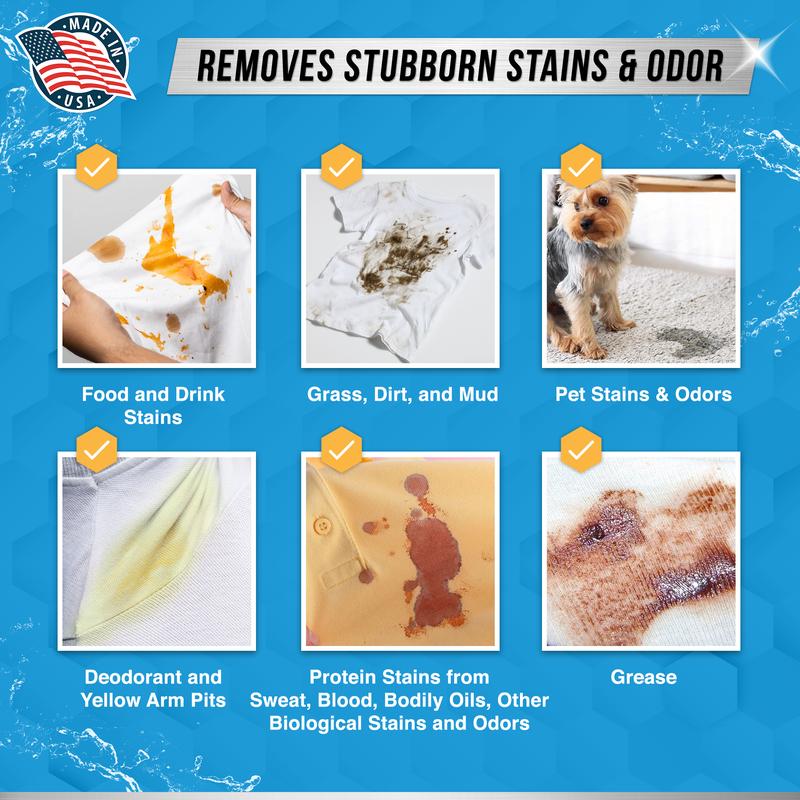 Enzyme Laundry Booster Odor Remover - 2 lbs Unscented Enzymatic Clothes Stain Cleaner Powder, Natural Deodorizer with Bio Active Enzymes, Detergent Additive Fragrance Eliminator for Sweat, Oil, Blood - 64 Loads