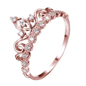 Guliette Verona Rose Gold-plated Dainty Sterling Silver Princess Crown Ring