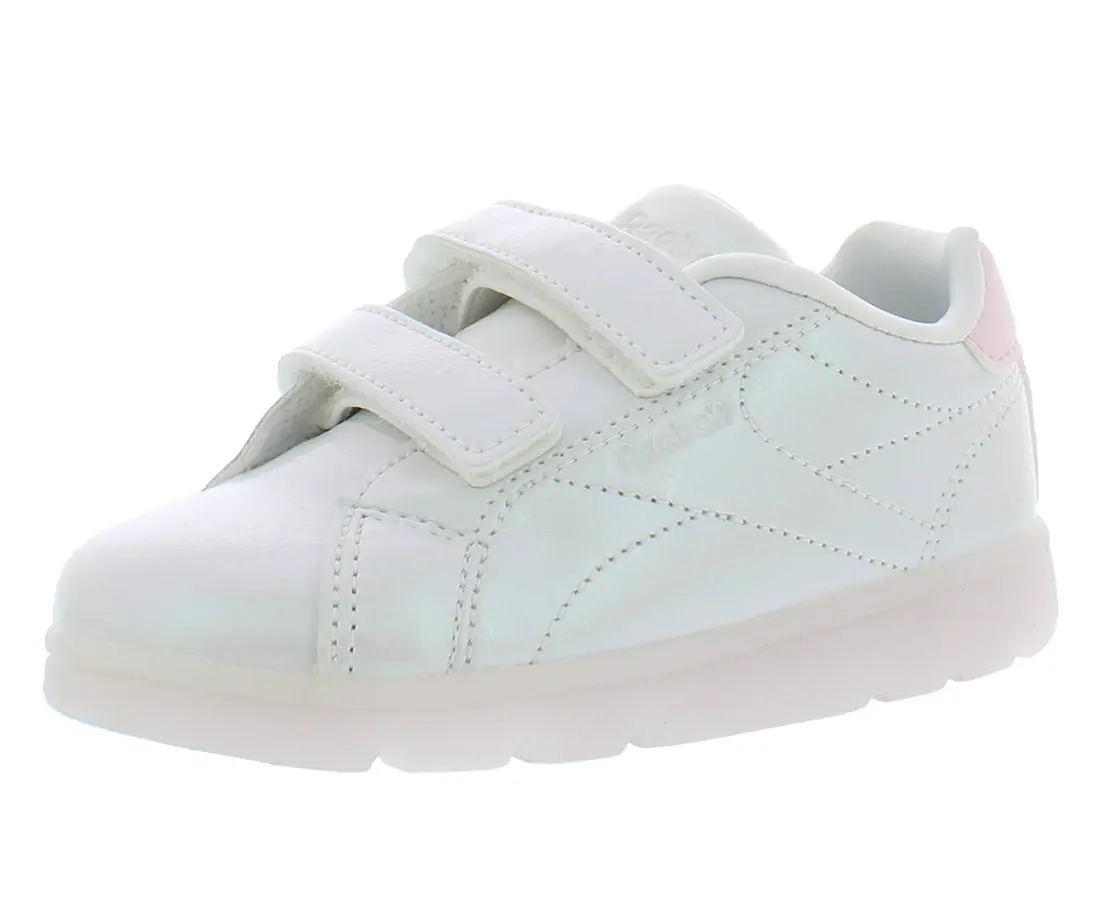 Reebok Royal Complete Clean 2.0 Solid White Infant & Toddler Shoes with a Clean Look and Velcro Strap Closure, 2-3 Years