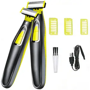 Electric Shaver, Beard Trimmer, Replaceable Small T-Shaped Razor Head, Detachable Razor Head, Water Washable, Full Body Groomer