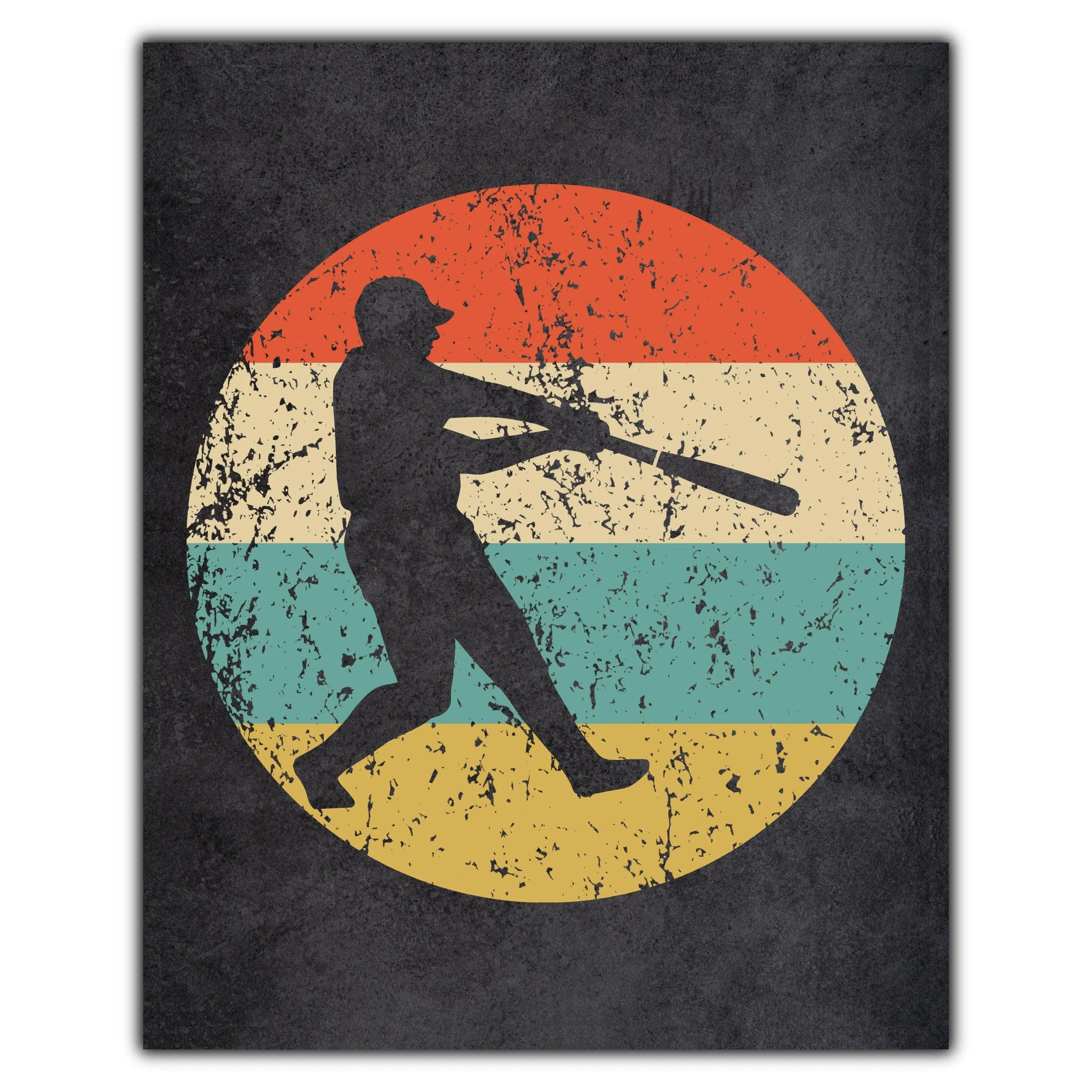 Baseball Batter Baseball Player Sports Icon Retro 8"x10" Wall Art Print
