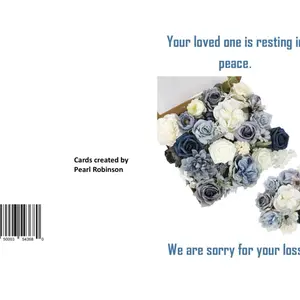 15 ct Resting in Peace Sympathy Card by Pearl Robinson - Floral Design for Condolence Messages