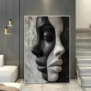Modern Abstract Black And White Facial Makeup Canvas Wall Art, 1pc Mixed Media Poster -No Frame - For Living Room And Bedroom Decor wall decor